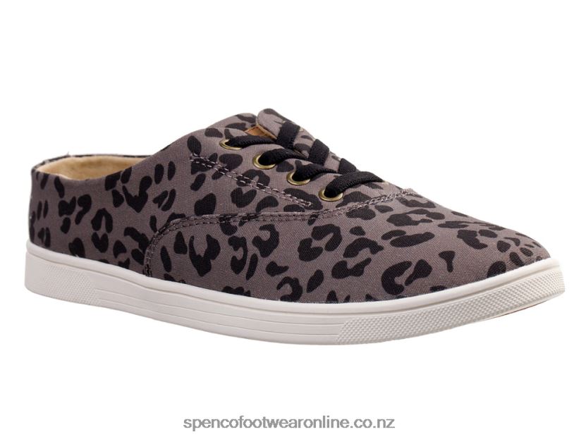 Women Spenco Footwear Khloe Kick Leopard Print 426V8T308 Charcoal Leopard