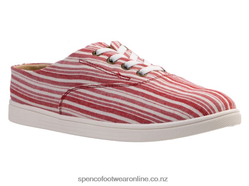 Women Spenco Footwear Khloe Kick Stripe 426V8T312 Red Stripe
