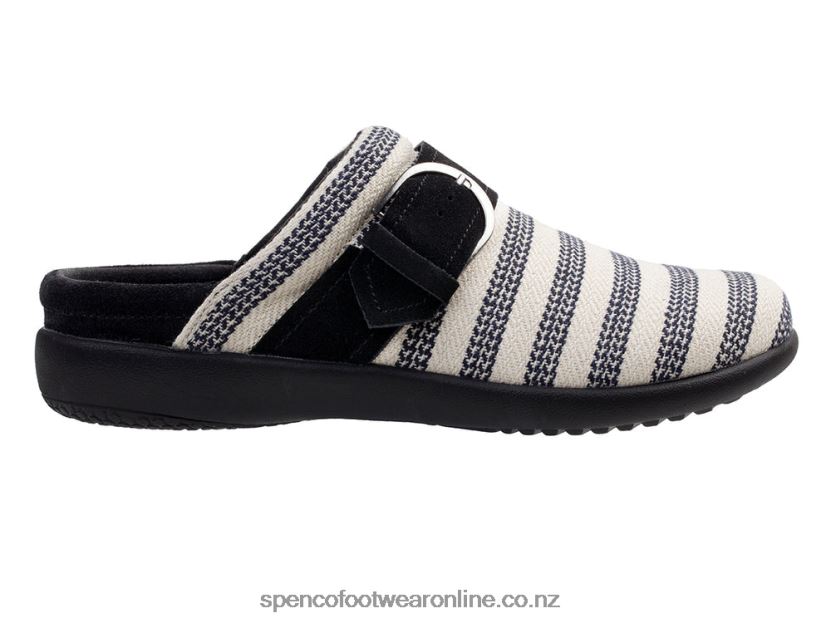 Women Spenco Footwear Aria Stripe Slide 426V8T347 Black