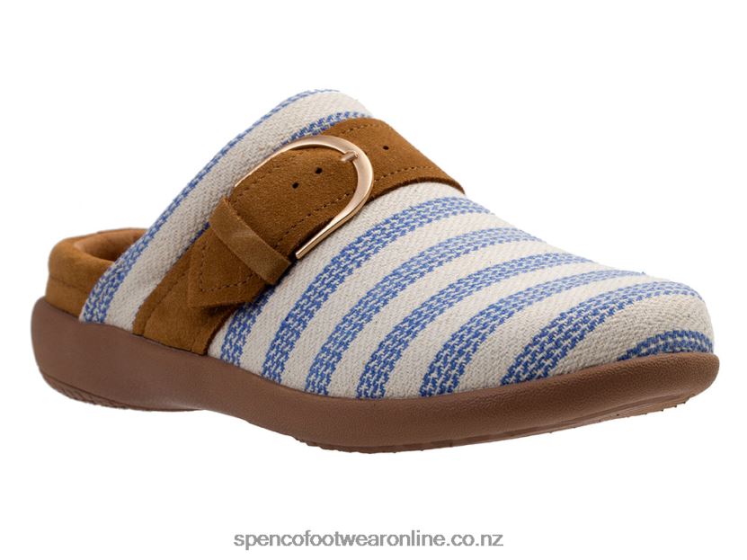 Women Spenco Footwear Aria Stripe Slide 426V8T348 Blue