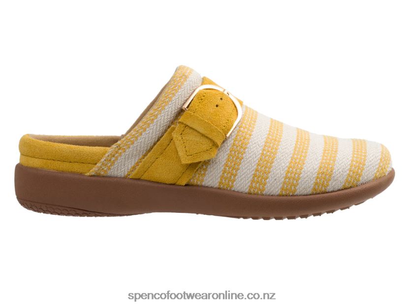 Women Spenco Footwear Aria Stripe Slide 426V8T349 Yellow