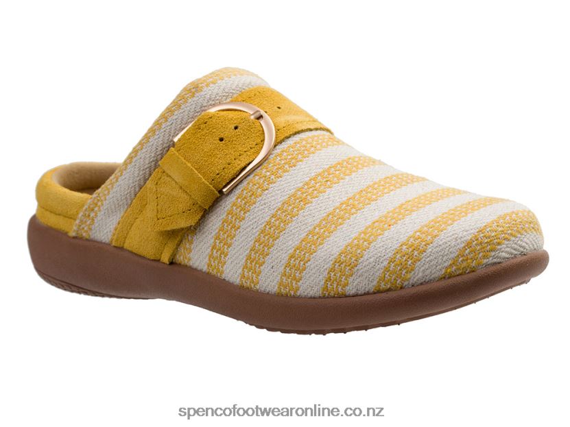 Women Spenco Footwear Aria Stripe Slide 426V8T349 Yellow