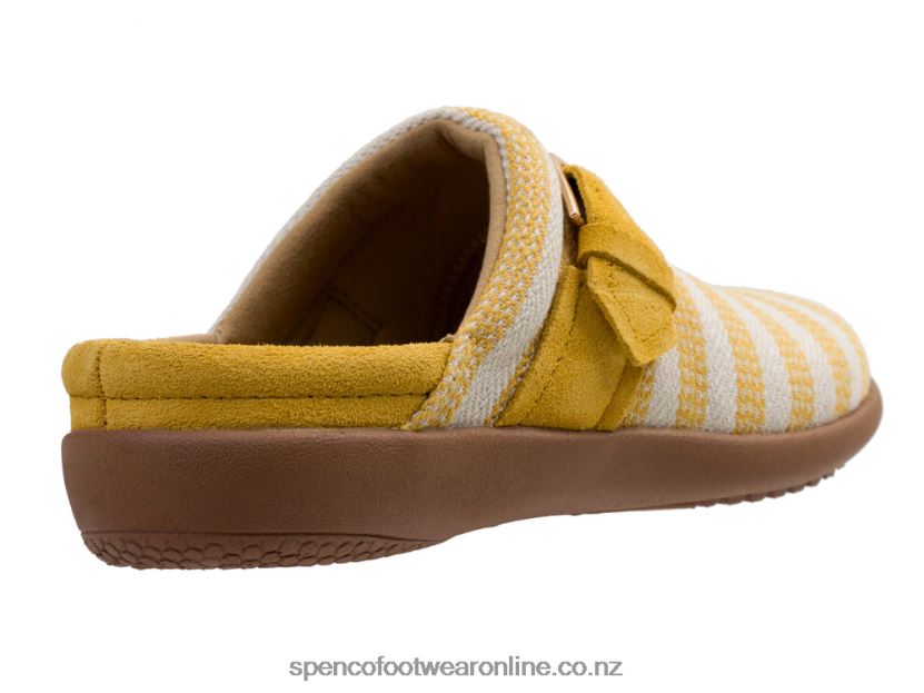 Women Spenco Footwear Aria Stripe Slide 426V8T349 Yellow