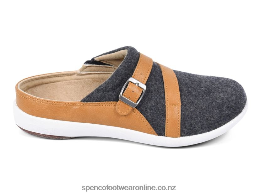 Women Spenco Footwear Ashton Wool Slide 2020 426V8T590 Charcoal/Tan