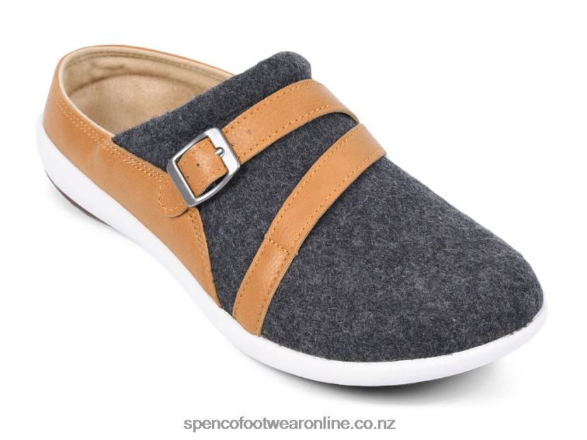 Women Spenco Footwear Ashton Wool Slide 2020 426V8T590 Charcoal/Tan