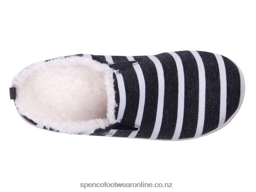 Women Spenco Footwear Dundee Stripe Slipper 426V8T758 Black/White