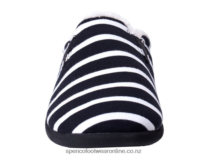 Women Spenco Footwear Dundee Stripe Slipper 426V8T758 Black/White