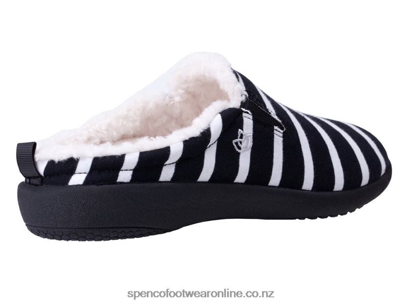 Women Spenco Footwear Dundee Stripe Slipper 426V8T758 Black/White