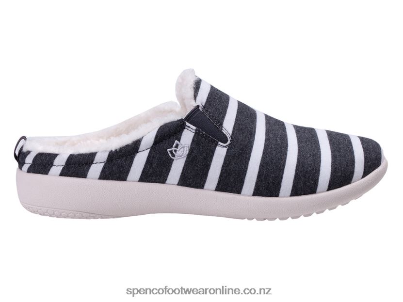Women Spenco Footwear Dundee Stripe Slipper 426V8T760 Grey/White
