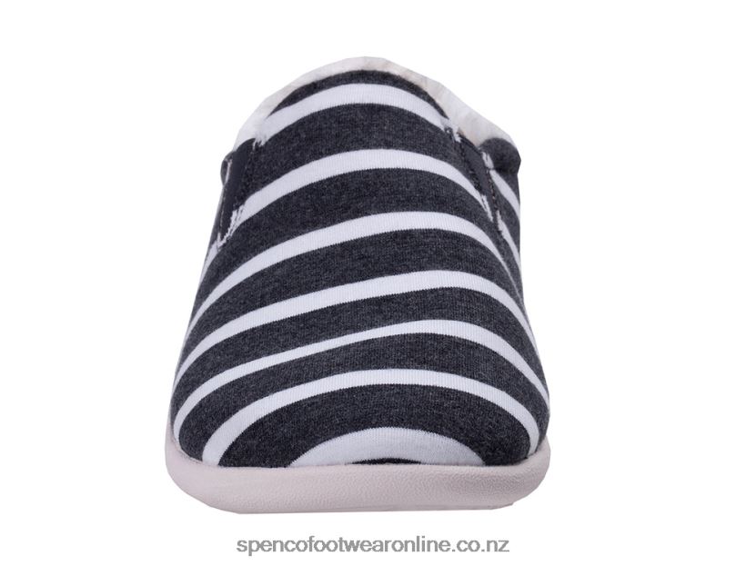 Women Spenco Footwear Dundee Stripe Slipper 426V8T760 Grey/White