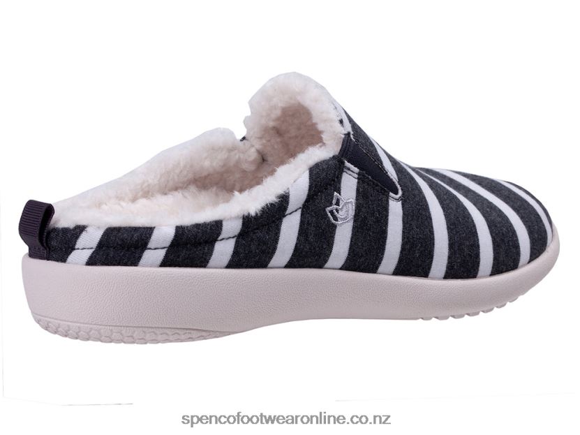 Women Spenco Footwear Dundee Stripe Slipper 426V8T760 Grey/White