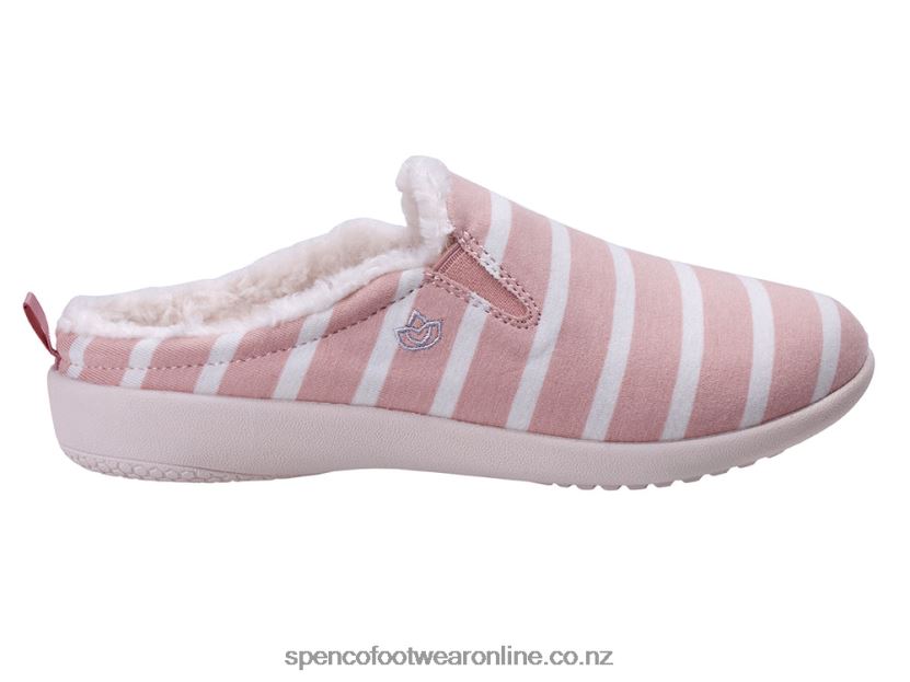 Women Spenco Footwear Dundee Stripe Slipper 426V8T761 Pink/White
