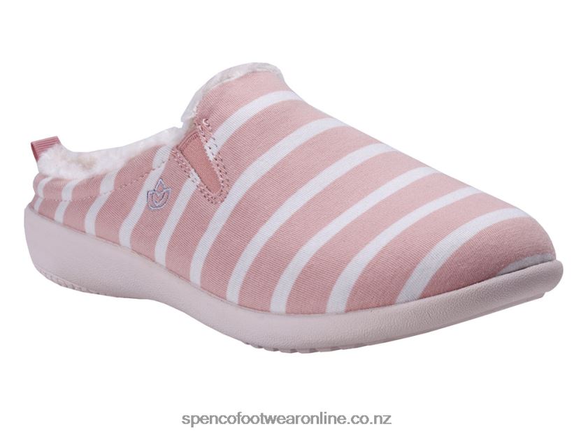 Women Spenco Footwear Dundee Stripe Slipper 426V8T761 Pink/White
