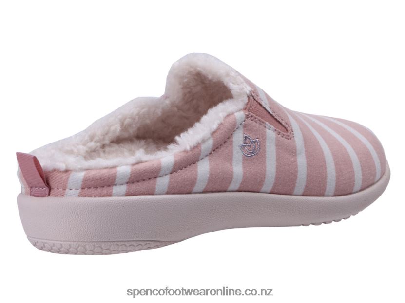 Women Spenco Footwear Dundee Stripe Slipper 426V8T761 Pink/White