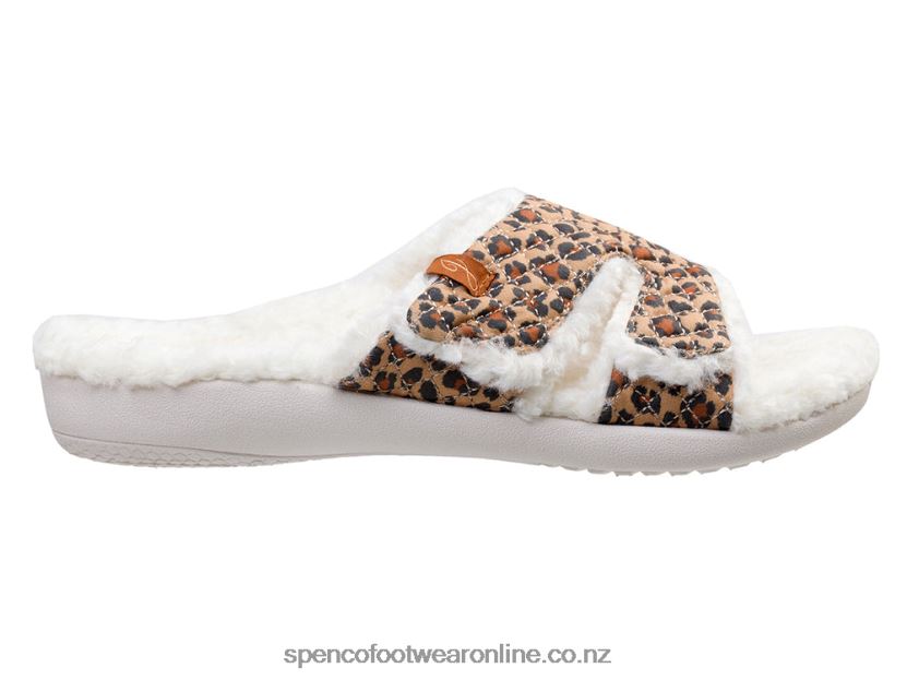 Women Spenco Footwear Janie Slipper 426V8T753 Tan Leopard