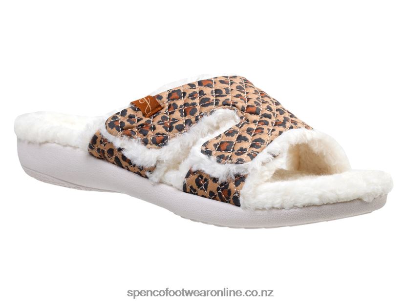 Women Spenco Footwear Janie Slipper 426V8T753 Tan Leopard