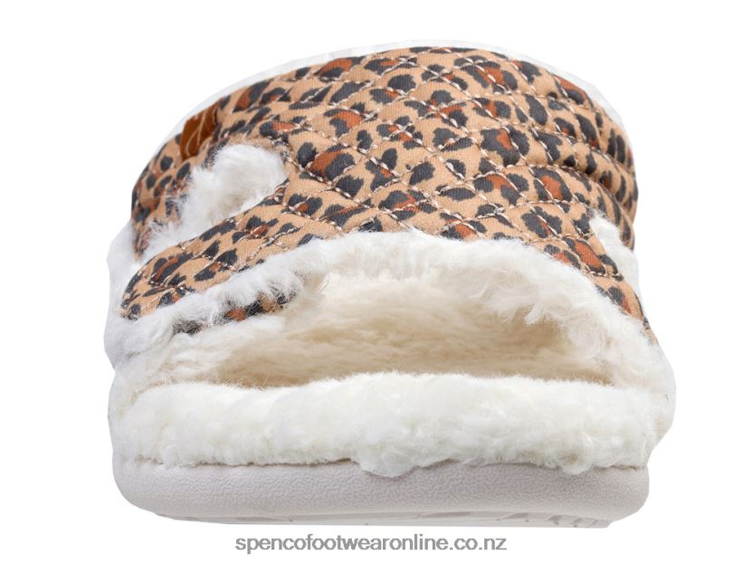 Women Spenco Footwear Janie Slipper 426V8T753 Tan Leopard