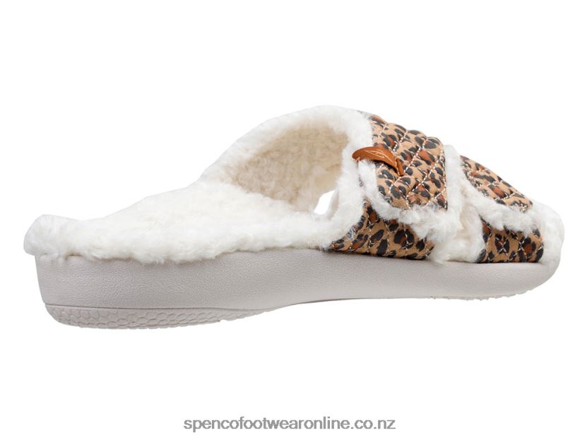 Women Spenco Footwear Janie Slipper 426V8T753 Tan Leopard