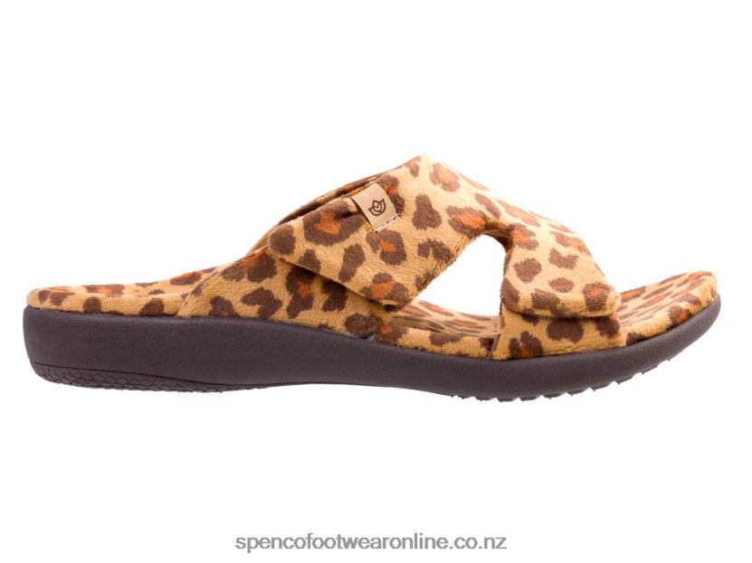 Women Spenco Footwear Kholo Visa Slipper 426V8T694 Tan Leopard