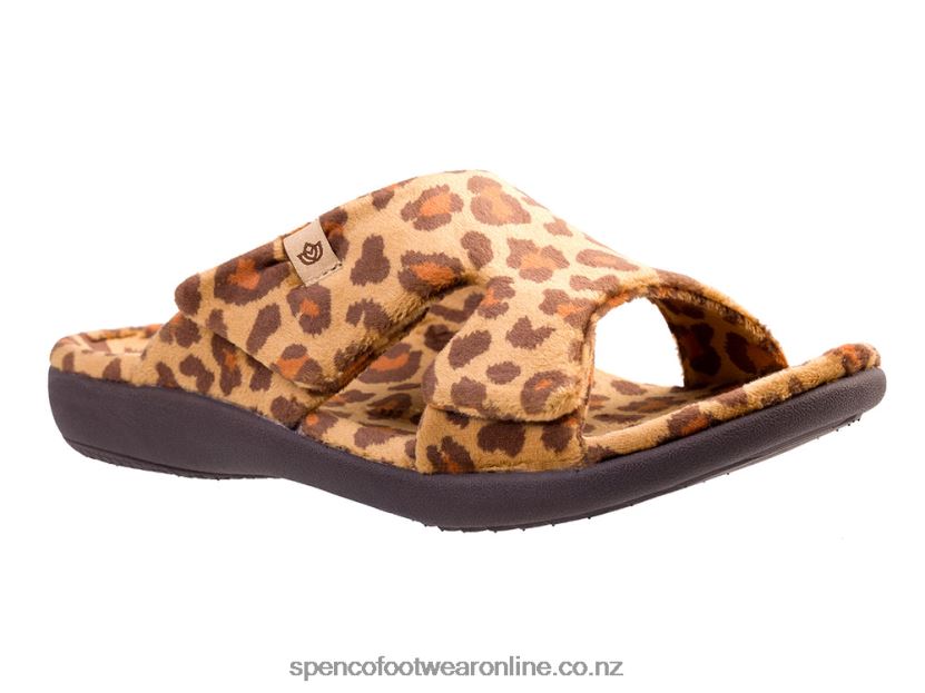Women Spenco Footwear Kholo Visa Slipper 426V8T694 Tan Leopard