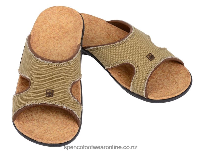 Women Spenco Footwear Kholo Canvas Slide 426V8T208 Straw-Java-Cork