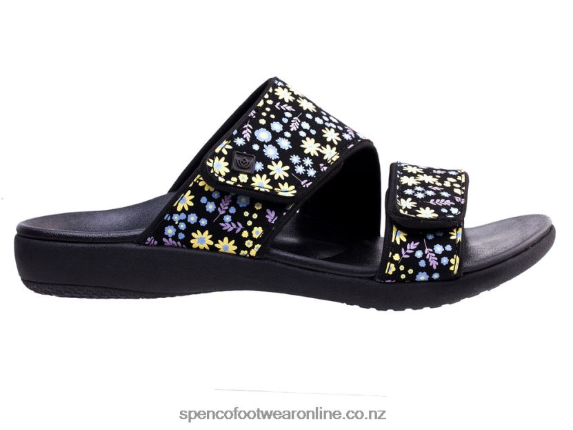 Women Spenco Footwear Kholo Nuevo Dainty Floral 426V8T155 Black