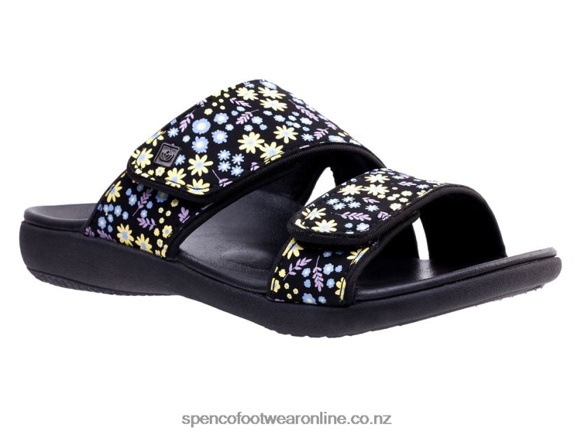 Women Spenco Footwear Kholo Nuevo Dainty Floral 426V8T155 Black