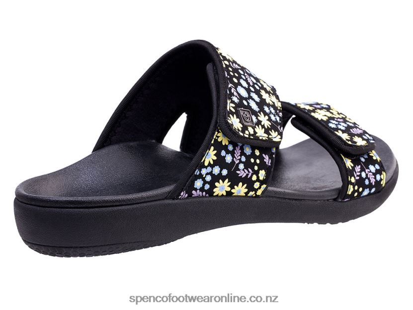 Women Spenco Footwear Kholo Nuevo Dainty Floral 426V8T155 Black
