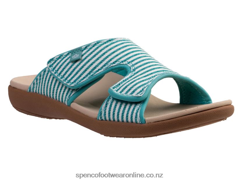 Women Spenco Footwear Kholo Stripe 426V8T222 Lagoon