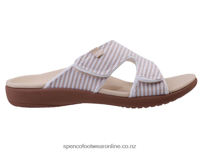 Women Spenco Footwear Kholo Stripe Seasonal 426V8T161 Desert Tan