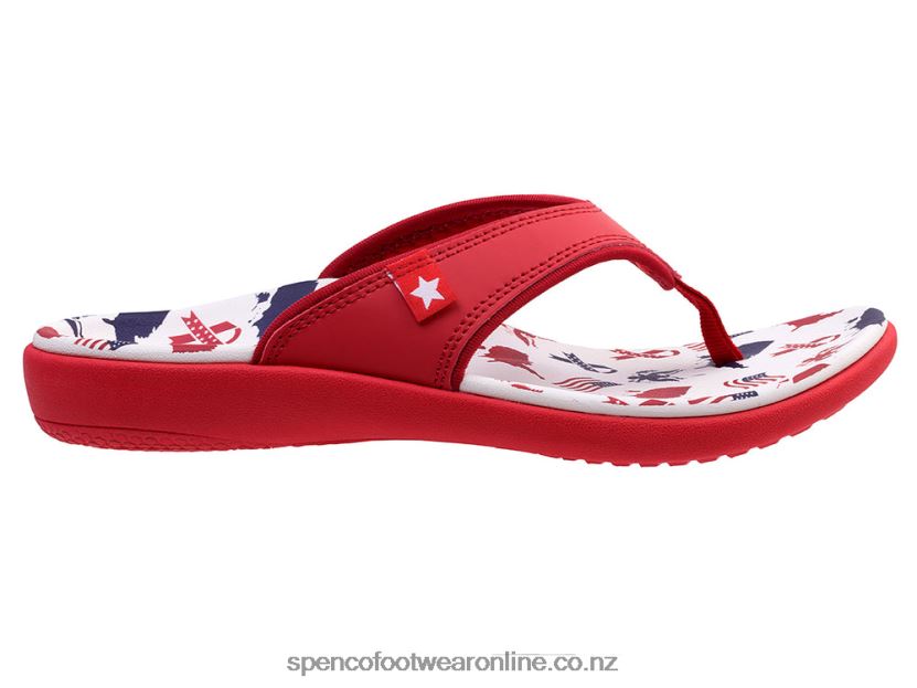 Women Spenco Footwear Yumi Americana 426V8T78 White/Red