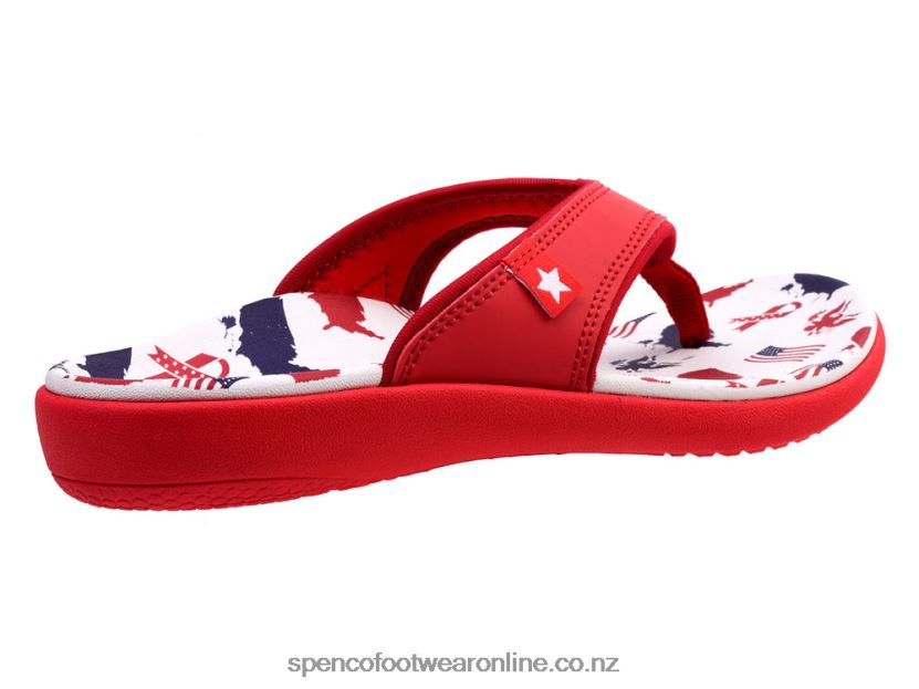 Women Spenco Footwear Yumi Americana 426V8T78 White/Red