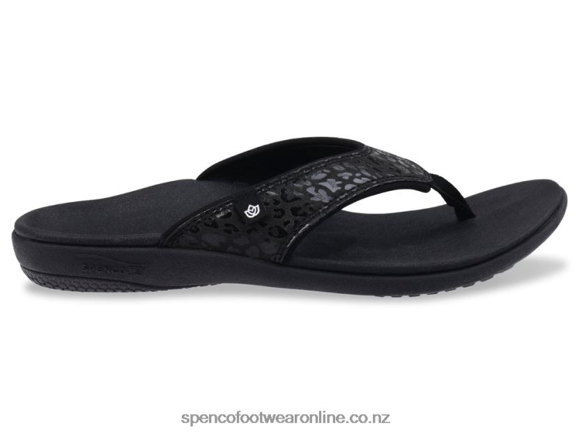 Women Spenco Footwear Yumi Cheetah Print 426V8T47 Black