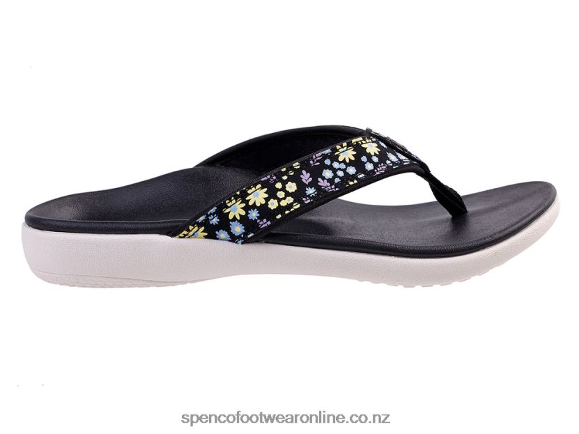 Women Spenco Footwear Yumi Nuevo Floral 426V8T26 Black