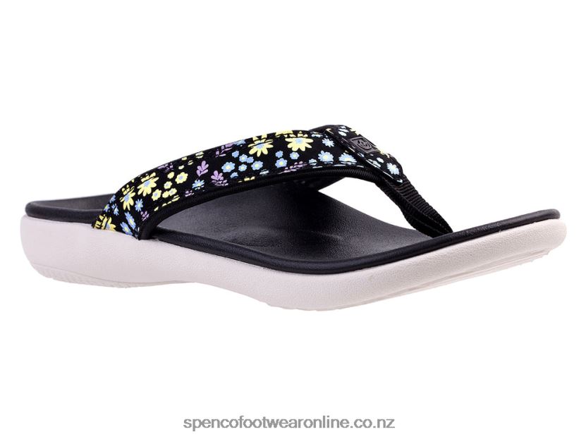 Women Spenco Footwear Yumi Nuevo Floral 426V8T26 Black