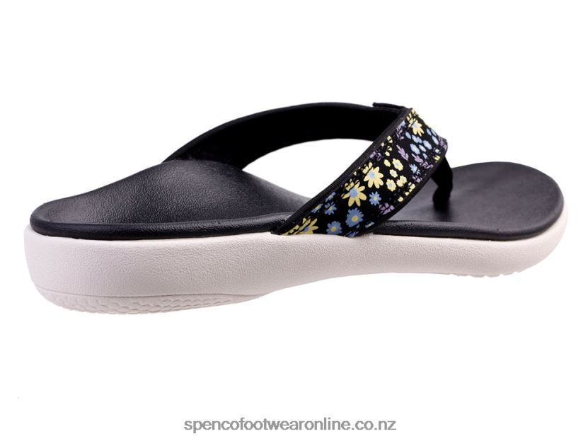 Women Spenco Footwear Yumi Nuevo Floral 426V8T26 Black