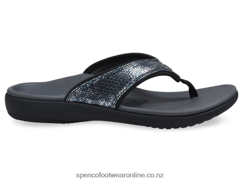 Women Spenco Footwear Yumi Snake 426V8T10 Black-White